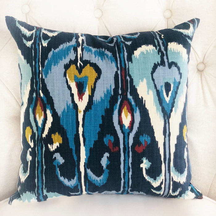 Deep Sanctuary Blue and Gray Luxury Throw Pillow - Plutus Brands