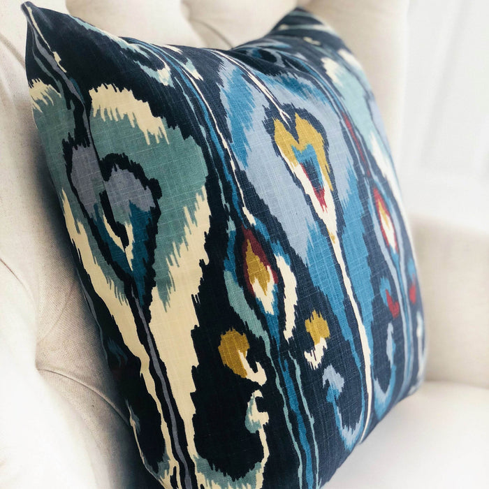 Deep Sanctuary Blue and Gray Luxury Throw Pillow - Plutus Brands