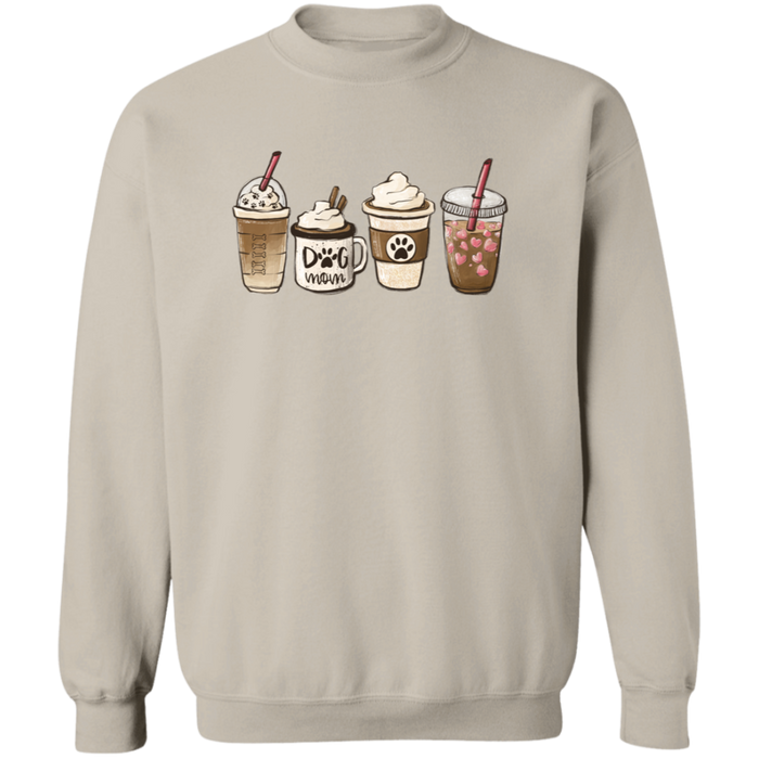 Dog Mom Coffee Lover crewneck sweatshirt in Sand