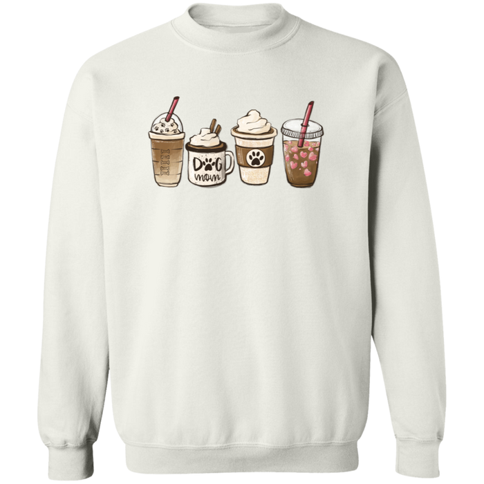 Dog Mom Coffee Lover crewneck sweatshirt in White