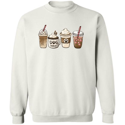 Dog Mom Coffee Lover crewneck sweatshirt in White