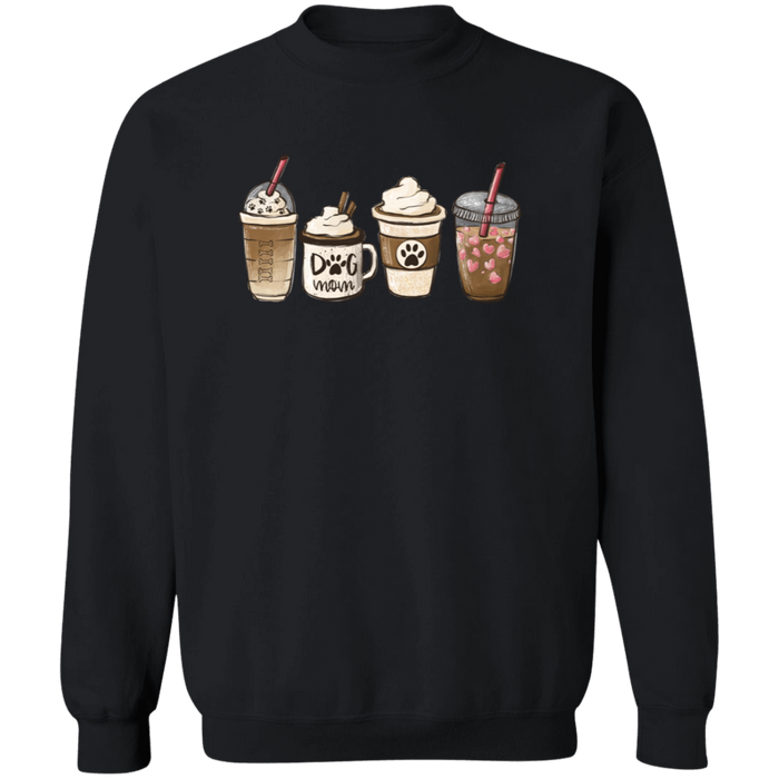 Dog Mom Coffee Lover crewneck sweatshirt in Black