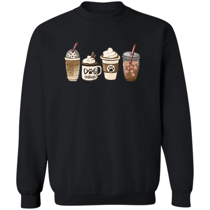 Dog Mom Coffee Lover crewneck sweatshirt in Black