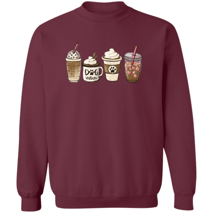 Dog Mom Coffee Lover crewneck sweatshirt in Maroon
