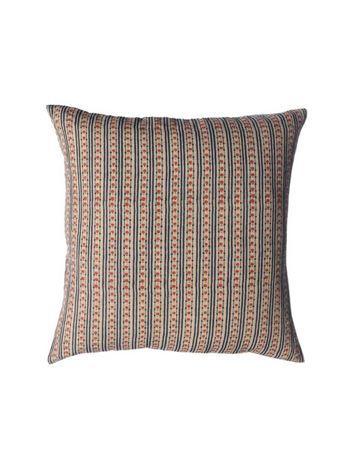 Dora Indigo/Brick Red Decorative Pillow Cover