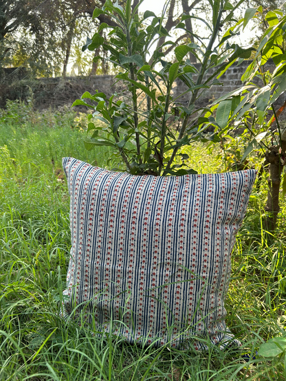 Dora Indigo/Brick Red Decorative Pillow Cover