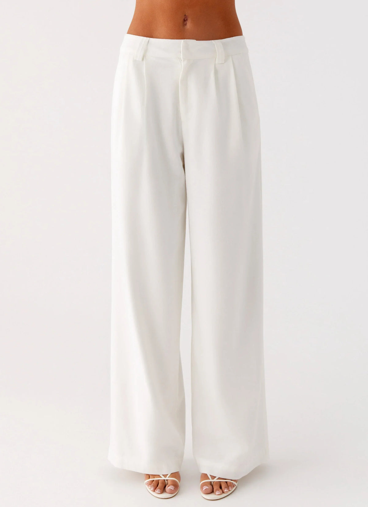 Delong Low Rise Linen Pants White