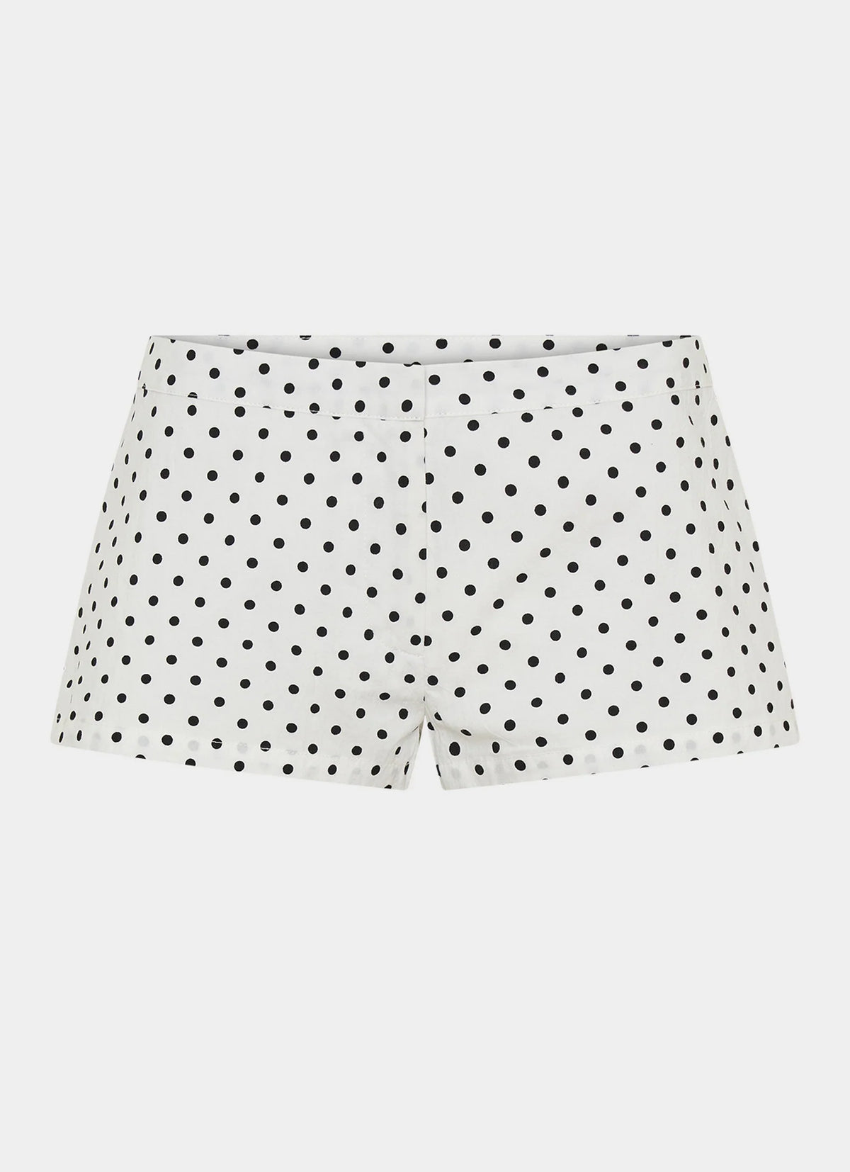 Coastline Cotton Micro Mini Shorts White Polka Dot