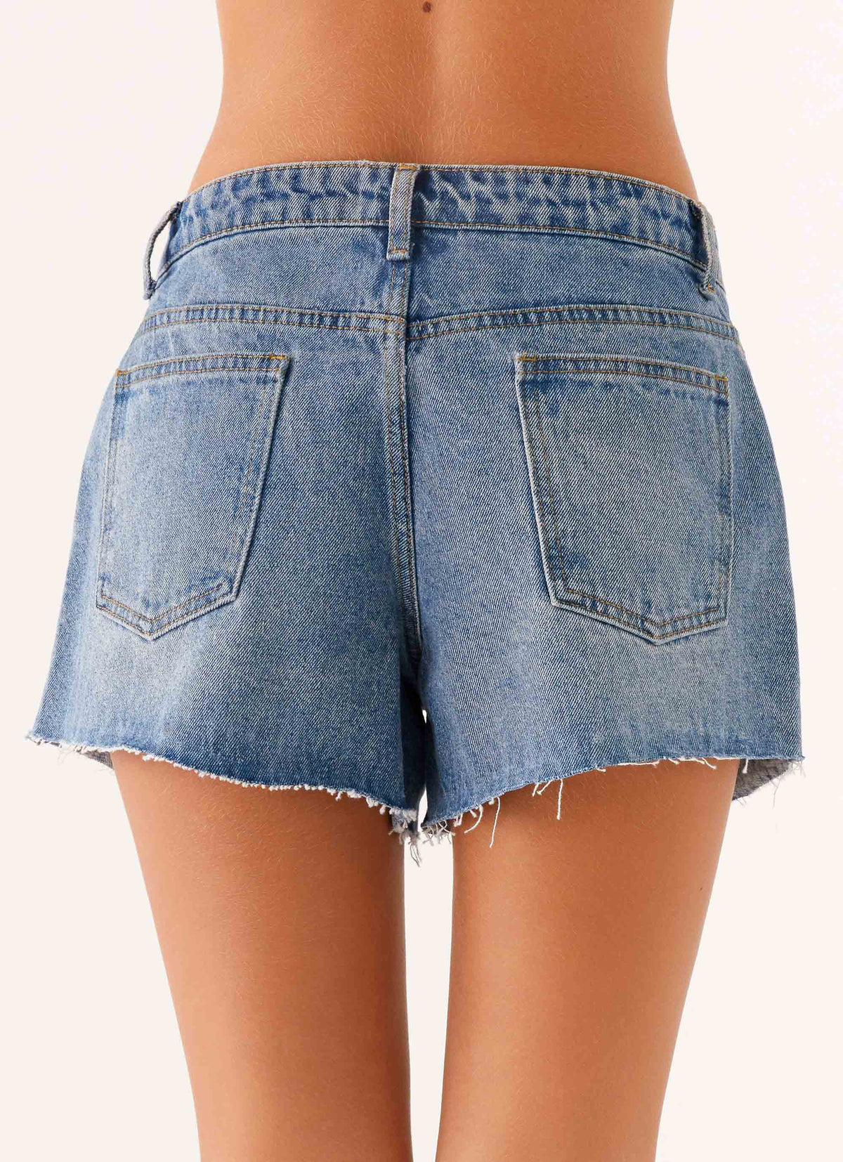 Davie Low Rise Denim Shorts Blue
