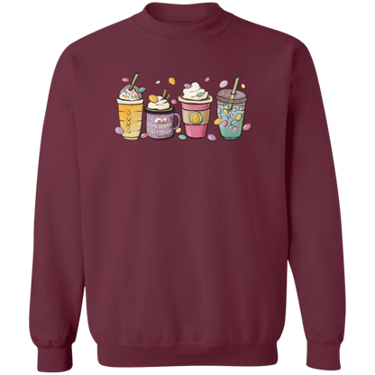 Easter Drinks Spring crewneck sweatshirt in Maroon