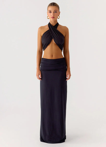 Coletta Wrap Top Black