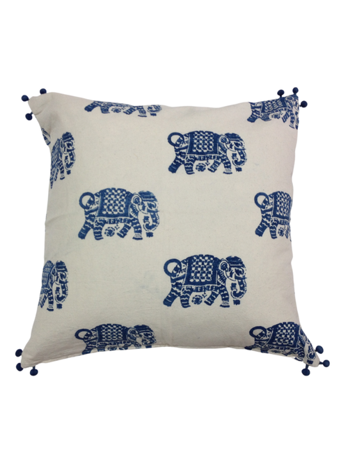 Elephant Walk Indigo Decorative Pillow cover