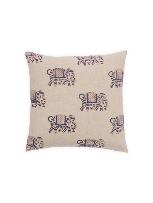 Elephant Walk Steel Blue And Cinnamon Pillow