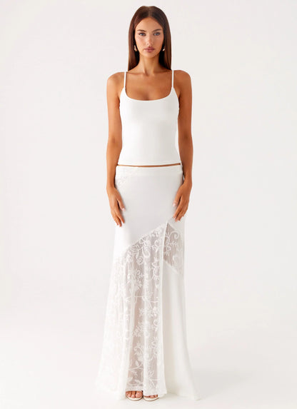 Dasie Lace Maxi Skirt White