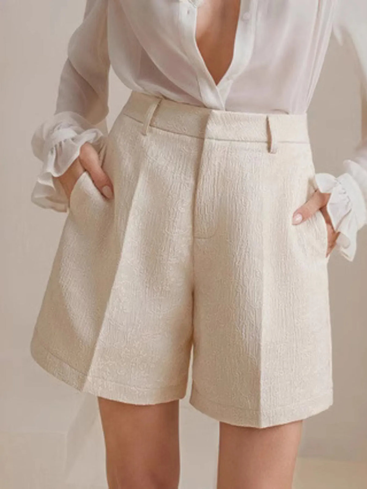 Hazel Blues® |  High-Waist Textured Shorts
