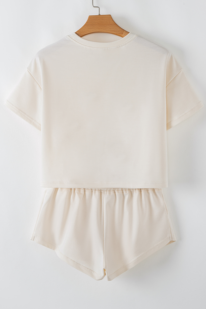 Hazel Blues® |  Beige Game Day Graphic Tee and Skort 2 Piece Set