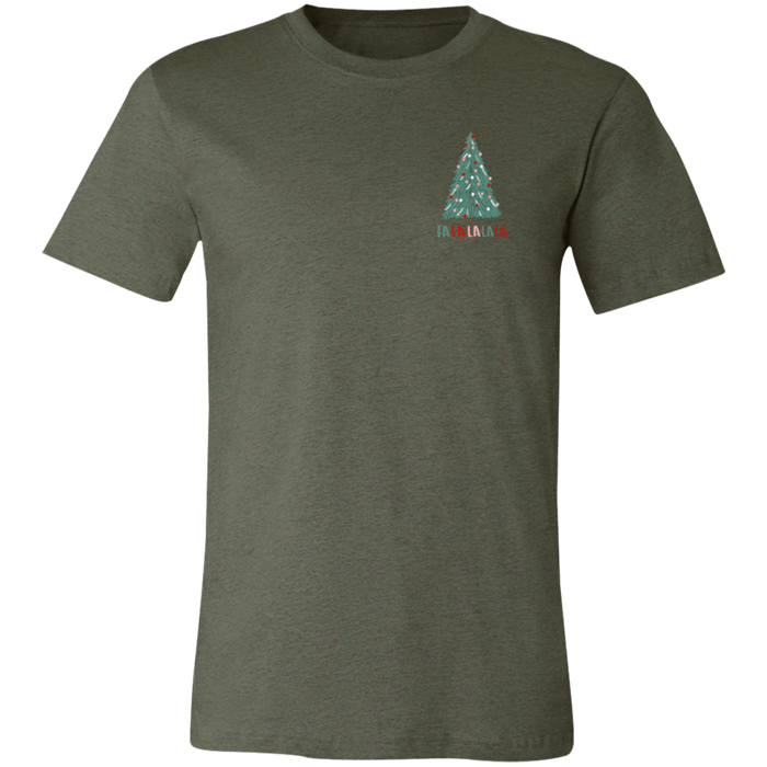 Fa La La La La graphic t-shirt in Heather Military Green