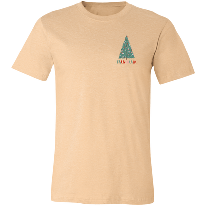 Fa La La La La graphic t-shirt in Heather Sand Dune