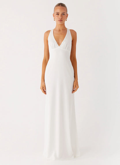 Desi Halterneck Maxi Dress White