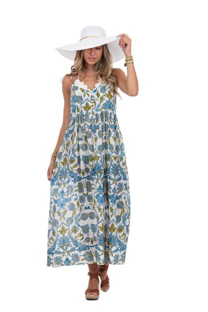 Felicia Jamewar Blue Long Summer Dress