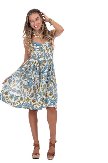 Felicia Jamewar Blue Midi Summer Dress