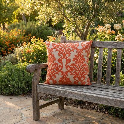 Fire Ridge Orange Floral Luxury Throw Pillow