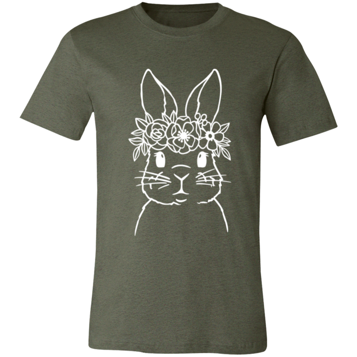 Floral Bunny graphic t-shirt in Heather Military Green