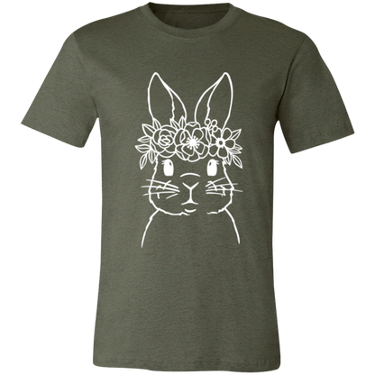 Floral Bunny graphic t-shirt in Heather Military Green