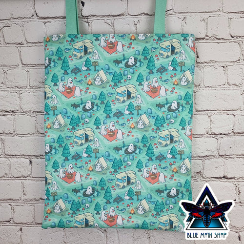 Ghost Camping Kawaii Mint 100% Cotton Canvas Tote Bag