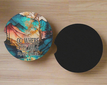 Go Where You Feel Most Alive | Car Coaster Set