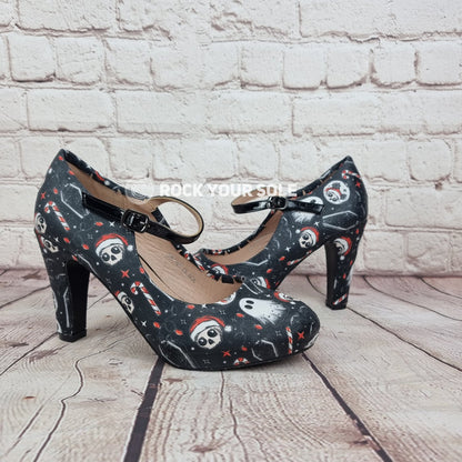 Goth Christmas 4inch heels with staps