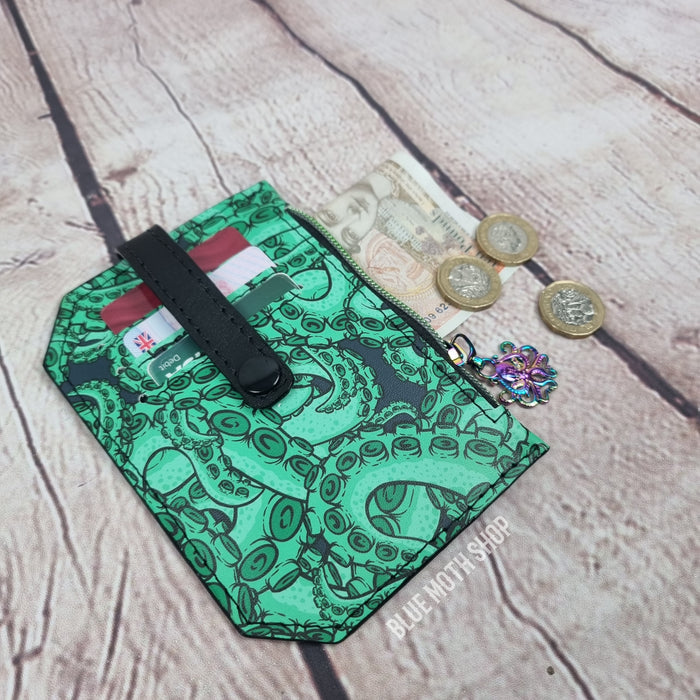 Green Octopus Tentacles Slim Pocket Purse Wallet