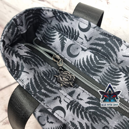 Grey Fern Tote Bag with Zip