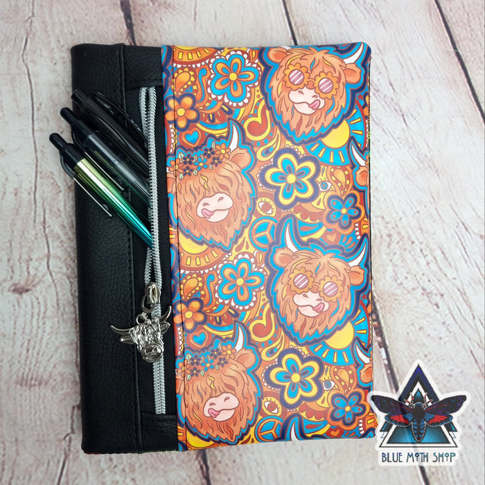 Groovy Highland Cow Notebook with removable cover A5