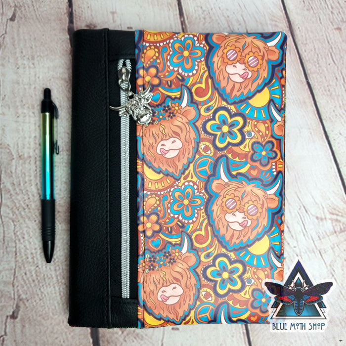 Groovy Highland Cow Notebook with removable cover A5