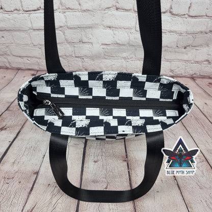 Grunge Checkerboard Tote Bag with Zip