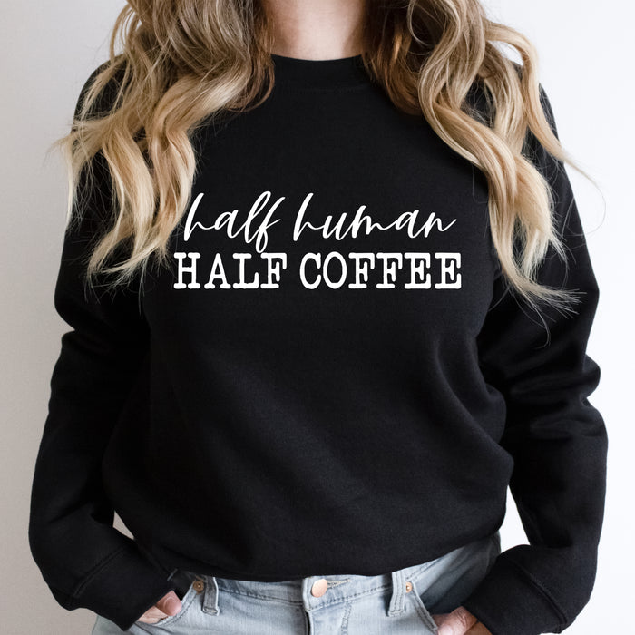Half Human Half Coffee crewneck sweatshirt, product photo 2