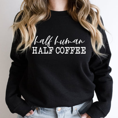 Half Human Half Coffee crewneck sweatshirt, product photo 2