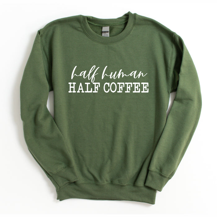 Half Human Half Coffee crewneck sweatshirt, product photo 3
