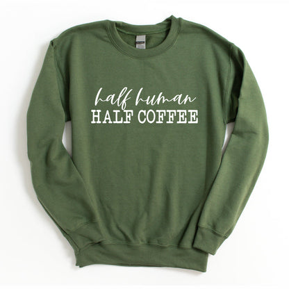 Half Human Half Coffee crewneck sweatshirt, product photo 3