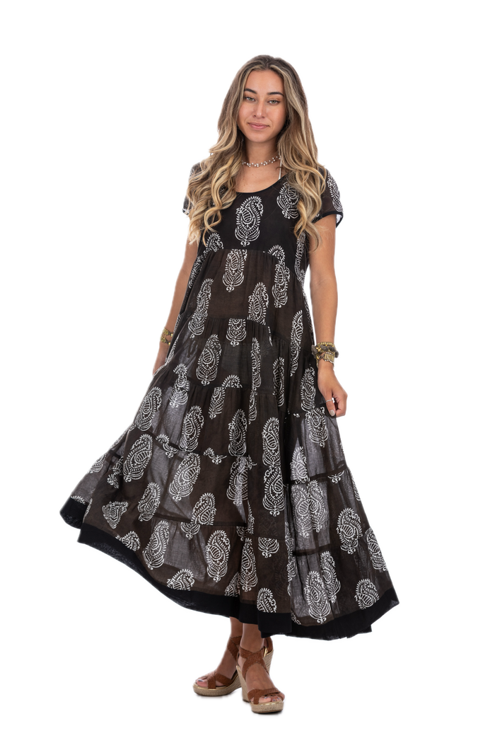 Hanna Cotton Summer Dress Charcoal