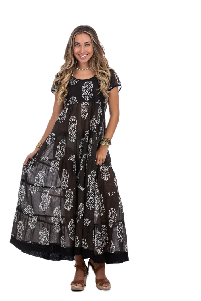 Hanna Cotton Summer Dress Charcoal