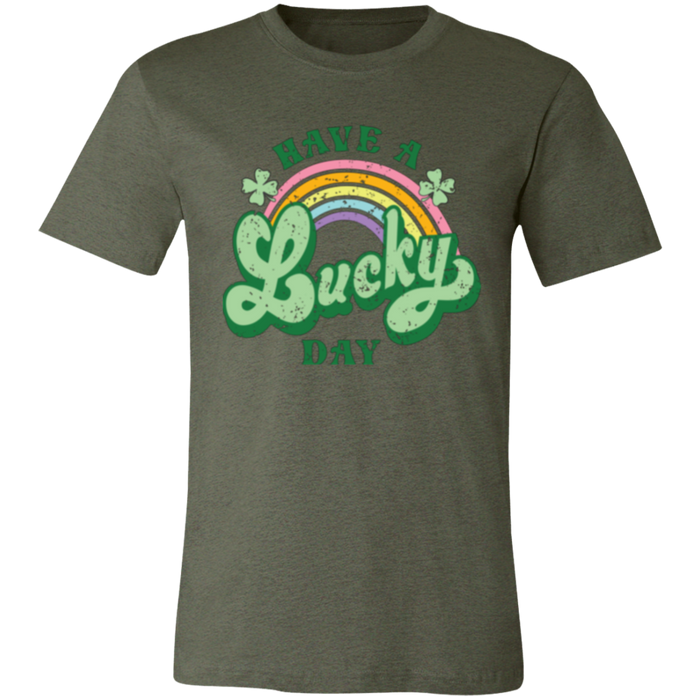 Have a Lucky Day graphic t-shirt in Heather Military Green
