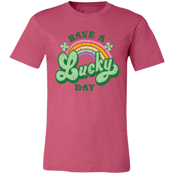 Have a Lucky Day graphic t-shirt in Heather Raspberry