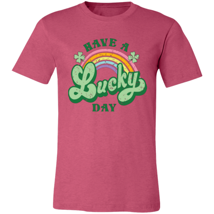 Have a Lucky Day graphic t-shirt in Heather Raspberry