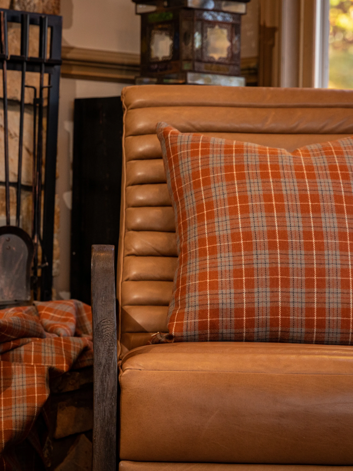 Highlands Pumpkin Plaid Wool Pillow