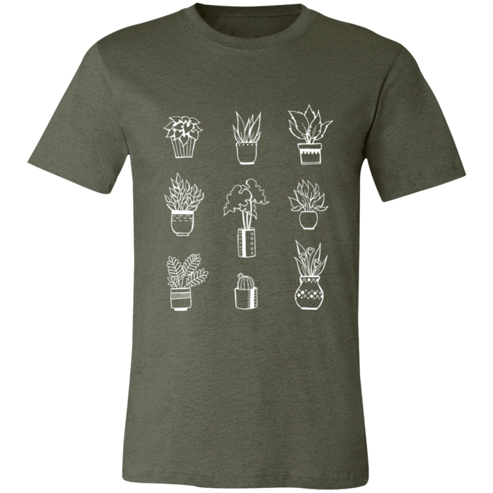 Houseplants graphic t-shirt in Heather Military Green
