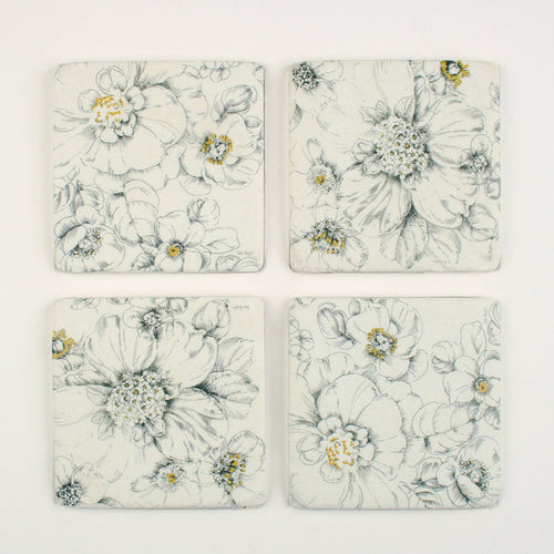 Illustrated Daisy Coasters Set of 4