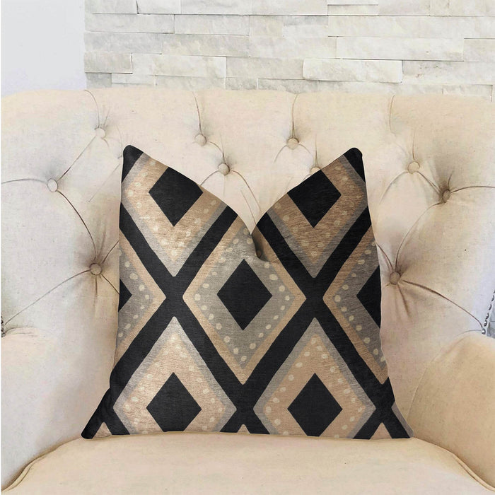 Jager Dotz Blue and Beige Luxury Throw Pillow - Plutus Brands