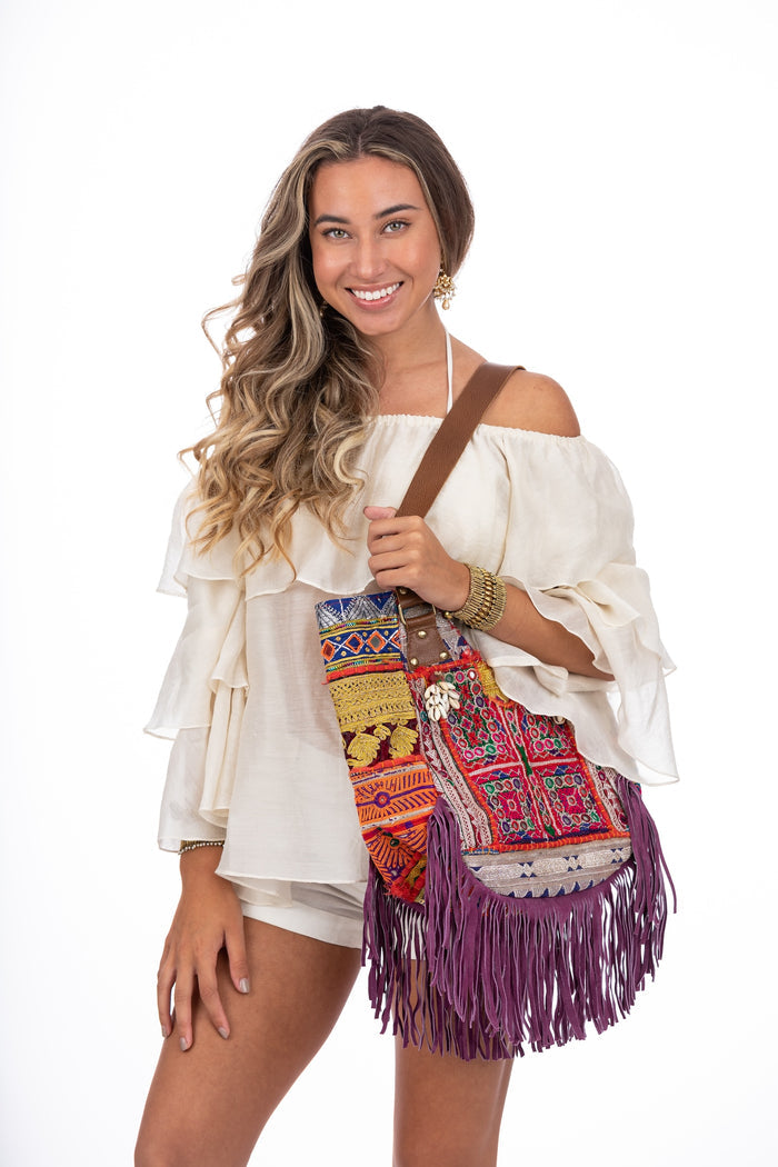 Jumru Fringe Tote Bag In Purple